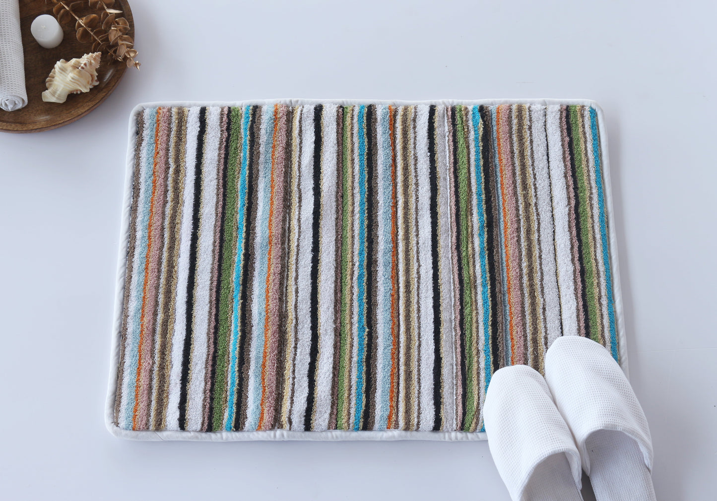 Olive Terry Stripe Bathmat