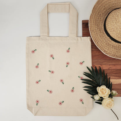 Floral Embroidered Tote Bag